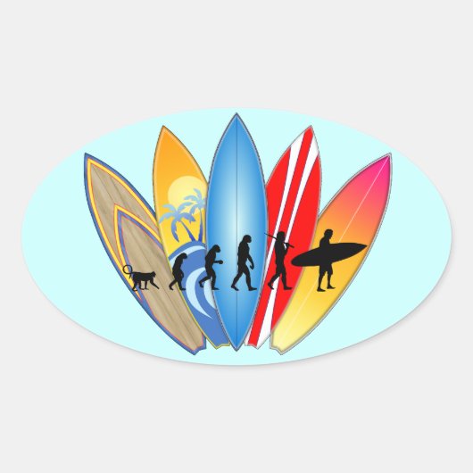 サーフィン進化 楕円形シール (正面)