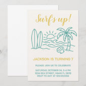 サーフィン風の誕生日招待状を編集可能 招待状 (正面/裏面)