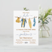 サーフィン1歳誕生日パーティー洗濯物干し 招待状 (スタンド正面)