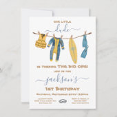 サーフィン1歳誕生日パーティー洗濯物干し 招待状 (正面)