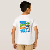 🐠 サーフィン カートゥーン 夏のスタイル キッズ 🌊 Tシャツ (裏面フル)