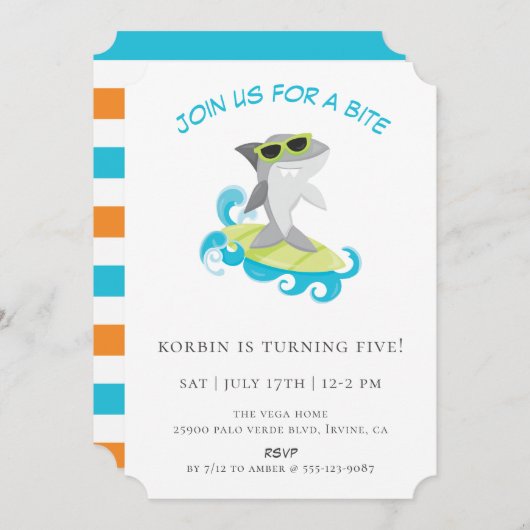 サーフィン·シャクールーク誕生パーティー 招待状 (正面/裏面)