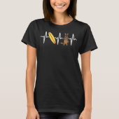 サーフィン ジャーマンシェパード ハートビート ドッグ Tシャツ (正面)