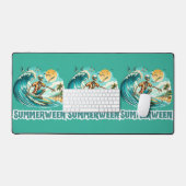 サーフィン・スケルトンのサマーウィーン・ビーチ・バイブス デスクマット (キーボード&マウス)