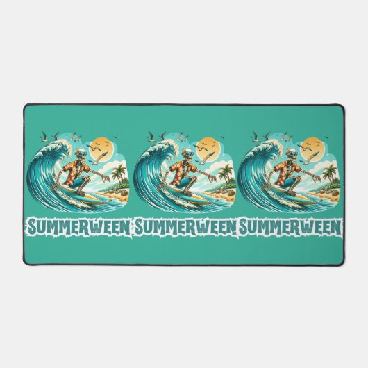 サーフィン・スケルトンのサマーウィーン・ビーチ・バイブス デスクマット (正面)