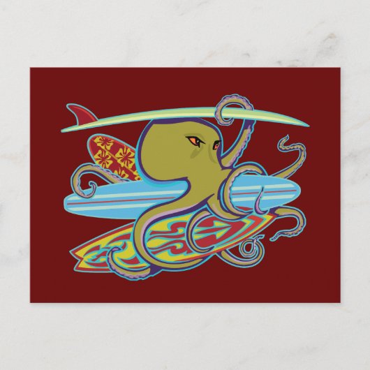 サーフィン ハロウィン タコ ポストカード (正面)
