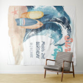 サーフィン バースデー | トロピカルビーチ サーフィン誕生日 タペストリー (インサイチュ(横))