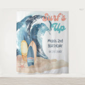 サーフィン バースデー | トロピカルビーチ サーフィン誕生日 タペストリー (正面)