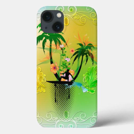 サーフィン、プラム付きサーフボーダー Case-Mate iPhoneケース (裏面)