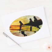 サーフィン 楕円形シール (封筒)