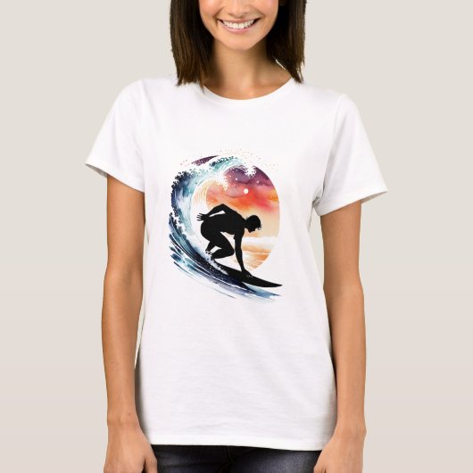サーフィン(水彩画) Tシャツ (正面)