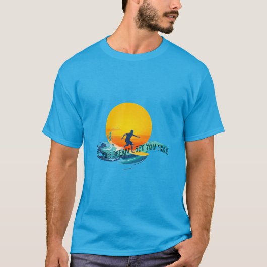 サーフィン:海セットを無料にする Tシャツ (正面)