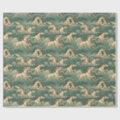 サーフィン、海、波、海の馬 ラッピングペーパー (フラット)