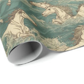 サーフィン、海、波、海の馬 ラッピングペーパー (ロールコーナー)