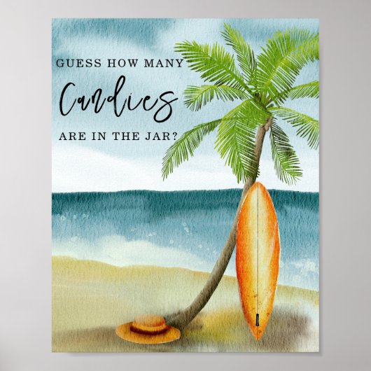 サーフィン – 瓶に入っているキャンディーの数 ポスター (正面)