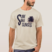 サーフィン 砂 夕焼け ビーチの雰囲気 Tシャツ (正面)