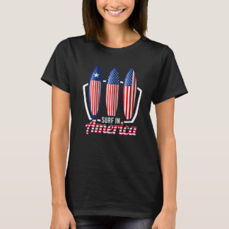 サーフインアメリカ統一された州フラフボードサーフ Tシャツ