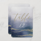 サーフウェディングのテーブルナンバー エレガントな水彩画 招待状 (正面/裏面)