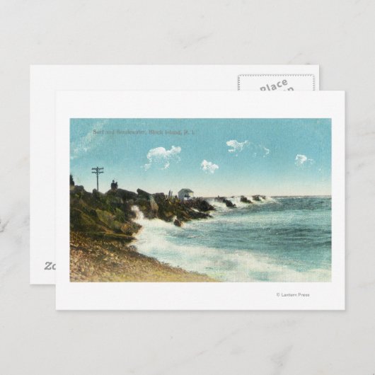 サーフェスと防波堤のビュー ポストカード (正面/裏面)