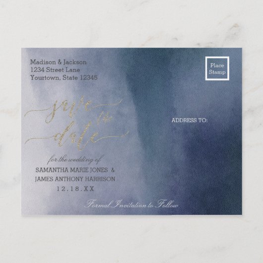サーフエレガントズ・デ結婚ータ救の水色 案内ポストカード (裏面)