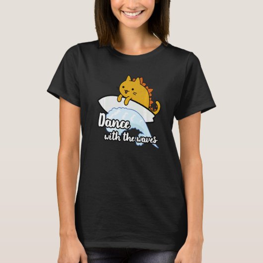 サーフカジラサーファー波と踊る Tシャツ (正面)