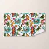 サーフカッコいいビーチパターン バスタオルセット (ハンドタオル)