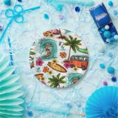 サーフカッコいいビーチパターン ペーパープレート (パーティー)