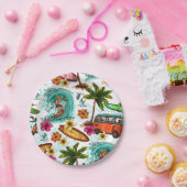 サーフカッコいいビーチパターン ペーパープレート (パーティー)