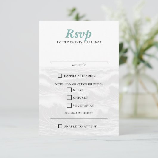 サーフカップルの食べ物の選択 出欠カード (スタンド正面)