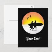 サーフカップルアットサンセットはがき ポストカード (正面/裏面)