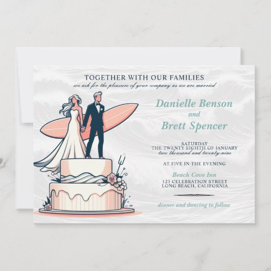 サーフカップル結婚式招待状 招待状 (正面)