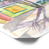 サーフカリブのビーチバーボードと夕日 ポスター (角)