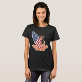 サーフガールUSAアメリカ国旗Boho Tシャツ (正面フル)
