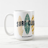 サーフクラブサマービーチバケーションおもしろいヴィンテージ コーヒーマグカップ (左)