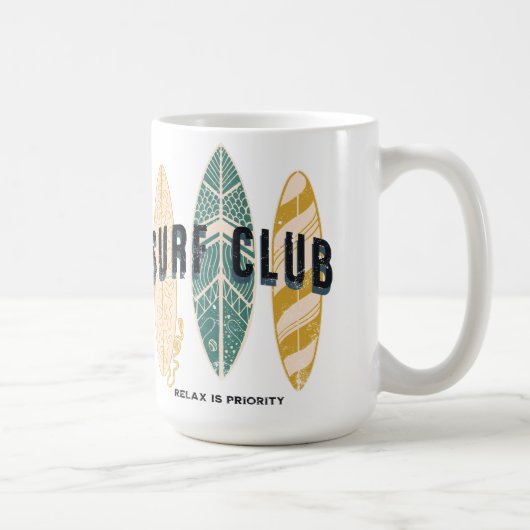サーフクラブサマービーチバケーションおもしろいヴィンテージ コーヒーマグカップ (右)