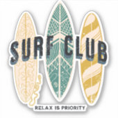 サーフクラブサマービーチバケーションおもしろいヴィンテージ シール (正面)