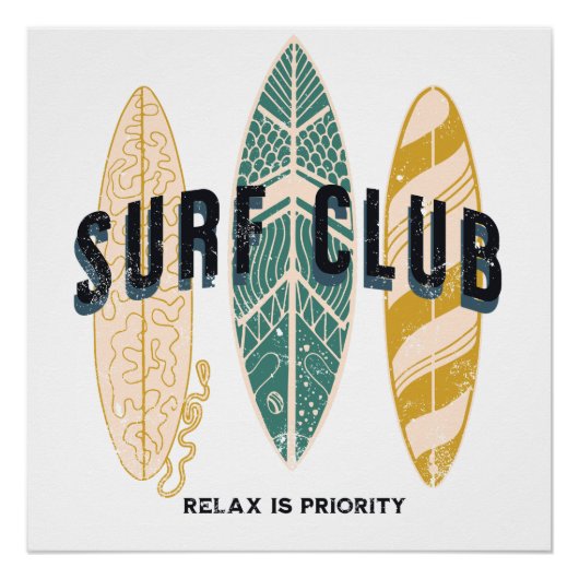 サーフクラブサマービーチバケーションおもしろいヴィンテージ ポスター (正面)