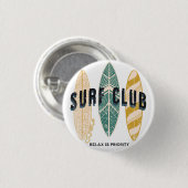 サーフクラブサマービーチバケーションおもしろいヴィンテージ 缶バッジ (正面&裏面)