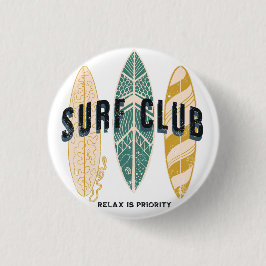サーフクラブサマービーチバケーションおもしろいヴィンテージ 缶バッジ