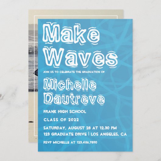サーフクールァー卒業パーティーの写真 招待状 (正面/裏面)