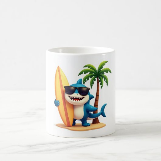 サーフクールシャークマグ🦈トロピカルビーチコーヒーカップ コーヒーマグカップ (中央)