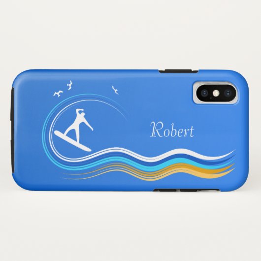 サーフクールズアップサーファーサーフィンウェーブスリムに乗る Case-Mate iPhoneケース (裏面(横))