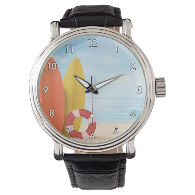 サーフクールボードでビーチの夏 腕時計 (正面)