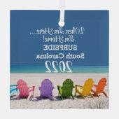 サーフサイドサウスSCビーチラバーギフトオーナメント ガラスオーナメント (裏面)