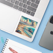 サーフサイドビーチサウスカロライナ3インチビニルステッカー シール (ノートパソコンとiPhone)