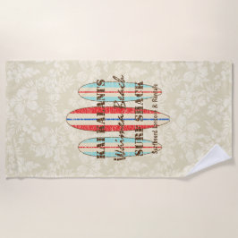 サーフサインカスタマイズモノグラムハワイアンサーフボード ビーチタオル