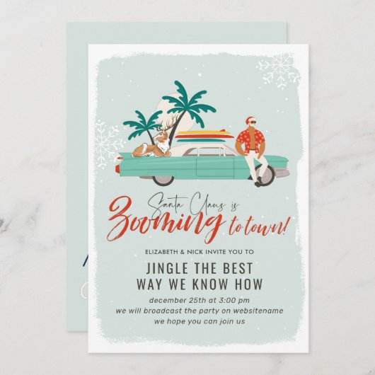 サーフサンタクロース|仮想クリスマスパーティー 招待状 (正面/裏面)