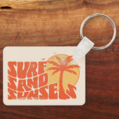 サーフサンドサンセットビーチライフパームツリー キーホルダー (正面)