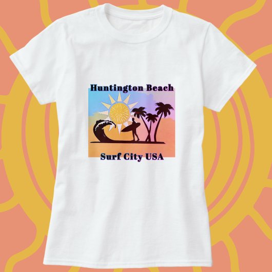 サーフシティUSAハンティントンビーチCA海ウェーブ Tシャツ