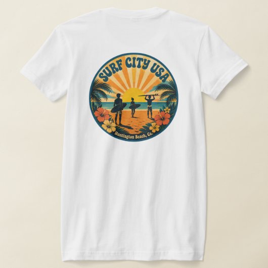 サーフシティUSA (70年代レトロ) Tシャツ (レイダウン裏面)